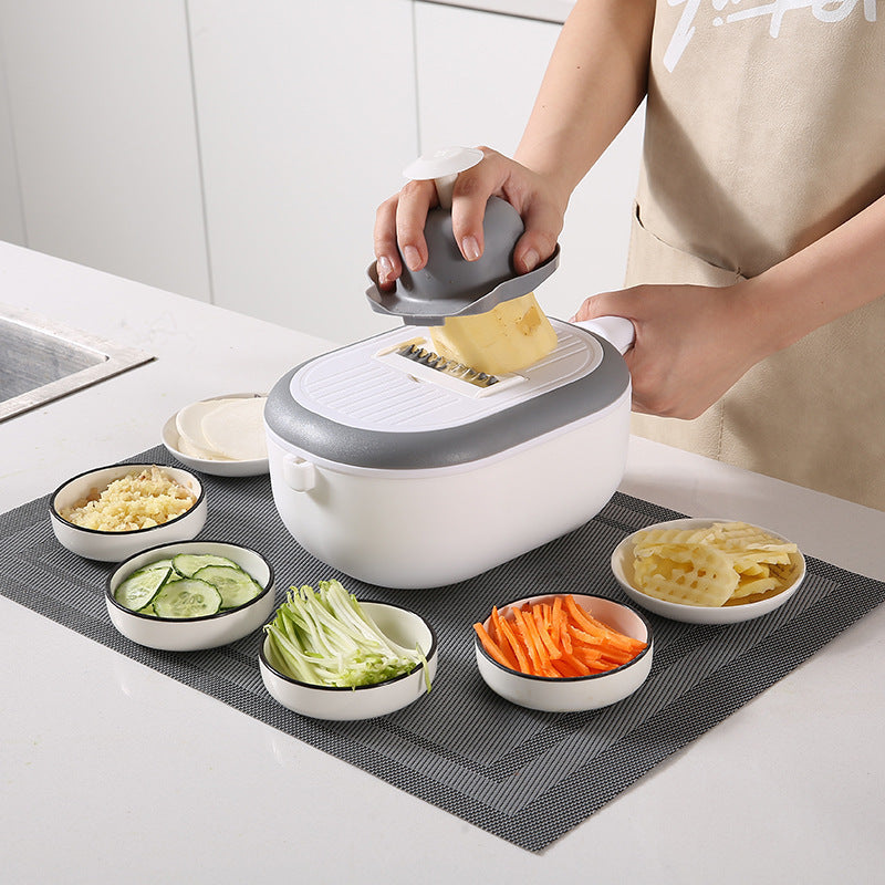 Cortador de verduras multifuncional 7 en 1 con colador y contenedor